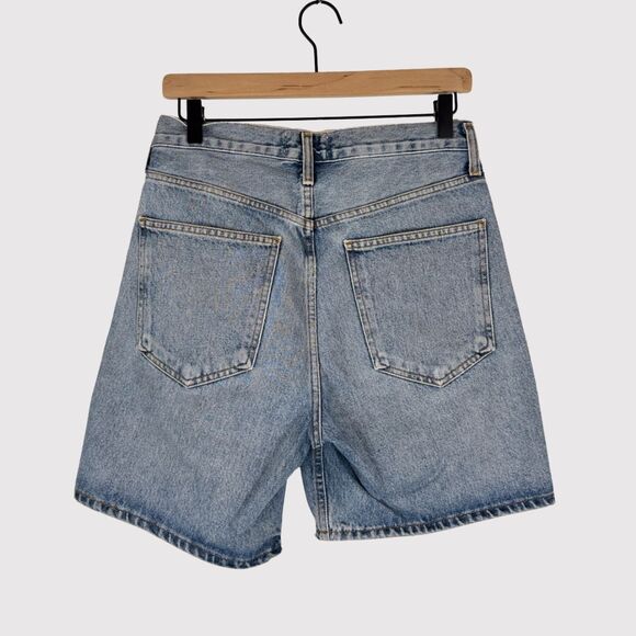 AGOLDE Women Shorts Blue Criss Denim Bermuda High Rise Button Fly Casual Size 25 - Picture 3 of 10